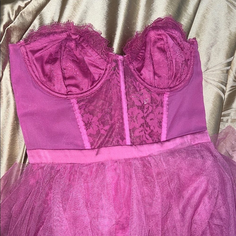 For Love And Lemons Vibrant Pink High Low Dress - Picture 2 of 3